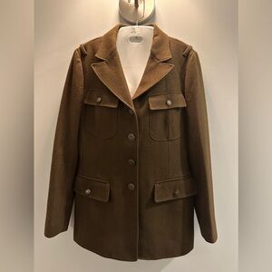 Fossil Wool/Cotton Blend Military Cadet style brown Jacket Size Medium